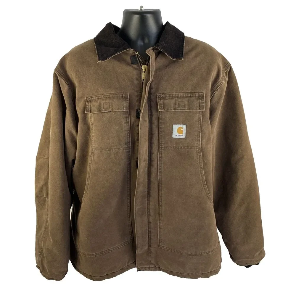Vintage Carhartt C26CHT Chore Coat Size 2XL Made In USA Duck Jacket Faded Brown